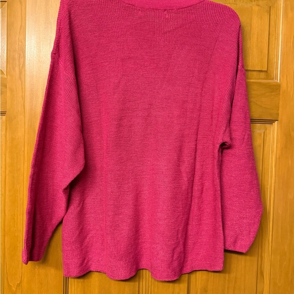 Women's Pink Crew Neck Sweater - Picture 3 of 5